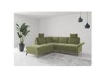 Ecksofa HOME AFFAIRE "Rochelle", grün (hellgrün), B:240cm H:93cm T:216cm, 100% Polyester, Sofas, Ecksofa, wahlweise mit Bettfunktion, Bettkasten und Armteilverstellung