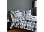 Bettwäsche JANINE "Mako-Satin87106 06", blau, B/L: 200cm x 220cm, 1 Stk., 2 Stk., Mako-Satin, B/L: 80cm x 80cm & 80cm x 80cm, Mako-Satin, Obermaterial: 100% Baumwolle, Bettwäsche, Bettwäsche, mit Reissverschluss