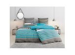 Bettwäsche H.I.S "Majoran", blau (türkis), B/L: 155cm x 220cm, 1 Stk., 1 Stk., Polycotton recycelt, B/L: 40cm x 80cm, 2 Stk., Polycotton recycelt, Obermaterial: 52% Polyester, 48% Baumwolle, Bettwäsche, Bettwäsche, gestreifte Bettwäsche in verschiedenen Qualitäten, Topseller