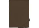 Spannbettlaken BIBERNA "THEA Baumwoll-Jersey mit Elasthan, 160 g/m2", braun (topas, mocca), 1 Stk., Jersey-Elasthan, 120-130x200-220 25cm, Jersey-Elasthan, Obermaterial: 97% Baumwolle, 3% Elasthan, Bettlaken, Spannbettlaken