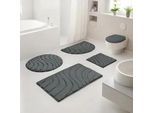 Badematte OTTO HOME "Levii, Badvorleger, Badezimmer Teppich, sehr weich", anthrazit, H:20mm, Polyester, Badematten, Badematte, Hoch-Tief-Effekt, weiche Haptik, Made in Europe
