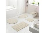 Badematte GRUND "Ashtar, Badvorleger, Badezimmer Teppich, 3D-Design", beige (creme), H:20mm, Polyester, Badematten, Badematte, Hoch-Tief-Design mit organischer Steinoptik, Made in Europe