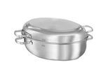 Bräter RÖSLE "PUREELEMENTS Edelstahl Deckel ProCeraPlus", silberfarben, B:31,5cm H:21cm L:42cm, Töpfe, oval