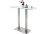 Bartisch MCA FURNITURE "Zarina", weiß (weiß matt, edelstahl, weiß matt), B:120cm H:105cm T:60cm, Tische, Bartisch, Bartisch mit Glaskeramik Tischplatte mit Edelstahl Gestell