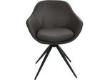 Drehstuhl K+W KOMFORT & WOHNEN "ZOOM", braun (schoko 78), B:60cm H:83cm T:57cm, Stühle, Drehstuhl, 4-Fuß Drehstuhl mit Gestell aus Metall schwarz Struktur