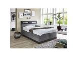 Boxspringbett, grau (anthrazit, grau), Kaltschaum-Topper, Liegefläche B/L: 140cm x 200cm, H3, 7-Zonen-Kaltschaummatratze, Bezug Obermatratze 100% Polyester, waschbar bis 60C;Bezug Unterbox und Kopfteil: Mikrofaservelours (100% Polyester), WESTFALIA SCHLAFKOMFORT, Komplettbetten, Boxspringbett, mit LED-Beleuchtung