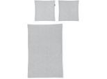 Bettwäsche IRISETTE "Easy 8516", silber (silberfarben), B/L: 155cm x 200cm, 1 Stk., 1 Stk., Seersucker, B/L: 80cm x 80cm, 2 Stk., Seersucker, Obermaterial: 100% Baumwolle, Bettwäsche, Bettwäsche, pflegeleicht