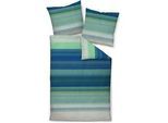Bettwäsche JANINE "moments98120", blau (blau türkis), B/L: 135cm x 200cm, 1 Stk., 1 Stk., Mako-Satin, B/L: 80cm x 80cm, Mako-Satin, Obermaterial: 100% Baumwolle, Bettwäsche, Bettwäsche, mit Reißverschluss