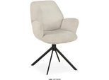 Esszimmerstuhl OMG DESIGN "Lisa", beige, schwarz, beige, B:62,5cm H:88,5cm T:63cm, Polyester, Stühle, Esszimmerstuhl, Drehstuhl mit auto-return, Armlehnenstuhl