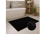 Badematte CARPET CITY "PURE500, Badteppich uni", schwarz, H:16mm, Polyester, Badematten, Badematte, Teppich Badezimmer, Badvorleger, Anti-Rutsch, Waschbar, Duschmatte