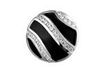 Kettenanhänger JOBO "Anhänger rund 23,4 mm mit 24 Zirkonia", schwarz (silber 925, weiß), Schmuckanhänger, Damen, Silber 925 (Sterlingsilber), Kettenanhänger, 925 Silber rhodiniert