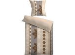 Wendebettwäsche KINZLER "Mikrofaser Wende-Bettwäsche "St. Moritz", grau (taupe), B/L: 135cm x 200cm, 1 Stk., 1 Stk., Polyester, B/L: 80cm x 80cm, 2 Stk., Polyester, Obermaterial: 100% Polyester, Bettwäsche, Wendebettwäsche, kuschlig weich