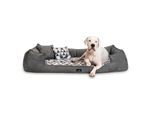 Tierlando ® Orthopädisches Hundebett VELVET Samt Velours Dreiecke geometrisch anthrazit/ creme 1,3 m, 25 cm, 1 m