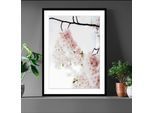 Bild QUEENCE "Lilly", rosa (farbe rahmen: schwarz, farbe bild(er): rosa), B:50cm H:60cm, Acrylglas, Holz, Papier, Bilder, Bild, Blumen, gerahmt