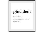 Bild QUEENCE "gincident", weiß (farbe rahmen: schwarz, farbe bild(er): weiß), B:40cm H:50cm, Acrylglas, Holz, Papier, Bilder, Bild, HD Premium Poster-Druck inkl. Holzrahmen