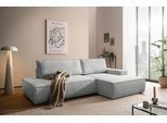 Ecksofa HOME AFFAIRE "SHERWOOD, Schlafsofa in L-Form offen (275cm), Cord, Leinenoptik", grau (hellgrau), B:275cm H:85cm T:167cm, 100% Polyester, Sofas, Ecksofa, Schlaffunktion und Bettkasten, Kedernaht, hoher Sitz- & Liegekomfort