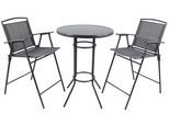 Garten-Essgruppe VCM "3 tlg. Barset Stehtisch Barstuhl Bartisch Garlos", schwarz (anthrazit), B:70cm T:70cm, Obermaterial: 80% Textilmaterial TEXMAT. 20% Metall MT., Sitzmöbel-Sets, Garten-Essgruppe