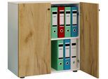 Aktenschrank VCM "Büroschrank Bücher Ordner Aktenschrank Lona 2fach", braun (weiß, honig, eiche), B:70cm T:40cm, Obermaterial: 100% Holz Wood., Schränke, Aktenschrank