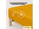 Spannbettlaken SCHLAFGUT "EASY Jersey Elasthan Boxspring", gelb (gelb deep), 1 Stk., Jersey, 140-160x200-220 40cm, Jersey, Obermaterial: 95% Baumwolle, 5% Elasthan, Bettlaken, Spannbettlaken, MADE IN GREEN by OEKO-TEX
