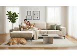 Ecksofa OTTO HOME "Polsterecke Oland, Struktur, Flachgewebe, Luxus-Microfaser, Boucle", grau (light grau), B:280cm H:85cm T:152cm, 100% Polyester, Sofas, Ecksofa, L-Form, 280 cm, Wellenunterfederung, Skandi-Design, Metallfüße