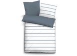 Wendebettwäsche CINQUE "0041701", blau, B/L: 155cm x 220cm, 1 Stk., 1 Stk., Renforcé, B/L: 80cm x 80cm, 2 Stk., Renforcé, Obermaterial: 100% Baumwolle, Bettwäsche, Wendebettwäsche, hautfreundlich, pflegeleicht, Reißverschluss, ganzjährig einsetzbar