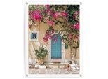 Poster REINDERS "Mediterranean Door", rosa (farbe bild(er): rosa), B:60cm H:80cm T:0,1cm, Bilder, Poster, Garten - Griechenland - Blumen - Haustür - Rosa - Leinwand - Städte