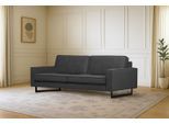 3-Sitzer HOME AFFAIRE "Maxi-Ausführung Pinto, 236 cm, Cord, Chenille, Lederoptik", grau (dunkelgrau), B:236cm H:85cm T:97cm, Kunstleder (65% Polyester, 35% Lederfasern);Cord (92% Polyester, 8% Polyamide), Sofas, 3-Sitzer, mit Keder, schwarze Metallfüße, Wellenunterfederung
