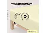 Spannbettlaken SCHLAFGUT "EASY Jersey Elasthan Boxspring", gelb (gelb light), 1 Stk., Jersey, 120-130x200-220 40cm, Jersey, Obermaterial: 95% Baumwolle, 5% Elasthan, Bettlaken, Spannbettlaken, MADE IN GREEN by OEKO-TEX