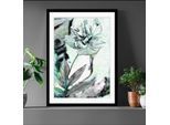Bild QUEENCE "Christa", grau (farbe rahmen: schwarz, farbe bild(er): grau), B:40cm H:50cm, Acrylglas, Holz, Papier, Bilder, Bild, Rose, gerahmt