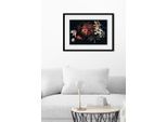 Bild QUEENCE "Rose", rot (farbe rahmen: schwarz, farbe bild(er): rot), B:50cm H:40cm, Acrylglas, Holz, Papier, Bilder, Bild, HD Premium Poster-Druck inkl. Holzrahmen