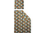 Bettwäsche ADAM "Jungle", orange (dunkelpetrol, orange), B/L: 155cm x 220cm, 1 Stk., 1 Stk., Renforcé, B/L: 80cm x 80cm, 2 Stk., Renforcé, Obermaterial: 100% Baumwolle, Bettwäsche, Bettwäsche, aus 100 % Bio-Baumwolle, 2 teilig - Bettwäsche Set