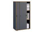 Aktenschrank VCM "Büroschrank Aktenschrank Schiebetüren Salia 3fach", schwarz (anthrazit), B:60cm T:37cm, Obermaterial: 100% Holz Wood., Schränke, Aktenschrank