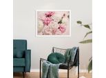 Bild QUEENCE "Martin", rosa (farbe rahmen: weiß, farbe bild(er): rosa), B:60cm H:50cm, Acrylglas, Holz, Papier, Bilder, Bild, gerahmt, Rosen