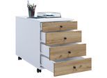 Container VCM "Rollcontainer Bürocontainer Schublade Lona 50 cm", braun (weiß, honig, eiche), B:42cm T:50cm, Obermaterial: 100% Holz Wood., Schränke, Container