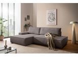 Ecksofa HOME AFFAIRE "SHERWOOD, Schlafsofa in L-Form offen (275cm), Cord, Leinenoptik", taupe, B:275cm H:85cm T:167cm, 100% Polyester, Sofas, Ecksofa, Schlaffunktion und Bettkasten, Kedernaht, hoher Sitz- & Liegekomfort