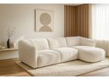 Ecksofa HOME AFFAIRE "OSTRUP Rundsofa, L-Form, Naturtöne, Boucle", weiß (ivory), B:280cm H:73cm T:152cm, 100% Polyester, Sofas, Ecksofa, Breite 280 cm, organische Form mit sanften Rundungen