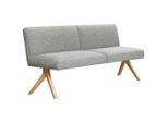 Linea Natura Sitzbank, Hellgrau, Holz, Textil, Eiche, vollmassiv, 160x85x69 cm, Esszimmer, Bänke, Sitzbänke