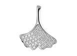 Kettenanhänger JOBO "Anhänger Ginko 18,4 mm", silber (silber 925, weiß), Schmuckanhänger, Damen, Silber 925 (Sterlingsilber), Kettenanhänger, 925 Silber mit 42 Zirkonia