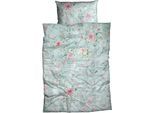 Bettwäsche CASATEX "Nadera", bunt (mint, rose), B/L: 135cm x 200cm, 1 Stk., 1 Stk., Satin, B/L: 80cm x 80cm, 2 Stk., Satin, Obermaterial: 100% Baumwolle, Bettwäsche, Bettwäsche, verwunschener Rosengarten, geheimnisvoller Charakter