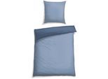 Bettwäsche SCHIESSER "Silva in einem simplen Minimaldessin in angesagter Strickoptik", blau, B/L: 155cm x 220cm, 1 Stk., 1 Stk., Renforcé, B/L:, 2 Stk., Renforcé, Obermaterial: 100% Baumwolle, Bettwäsche, Bettwäsche, MADE IN GREEN by OEKO-TEX