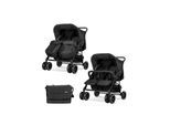 Lorelli Zwillingskinderwagen TWIN Wickeltasche Einhand-Klappsystem Fußabdeckung schwarz gemustert