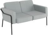 Zweisitzer Sofa meet by Paperflow MEDSO Klassik, gepolstert, Sitzfläche austauschbar, B 1040 x T 515 x H 410 mm, Stoff und Stahl, grau/mattschwarz