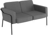 Zweisitzer Sofa meet by Paperflow MEDSO Klassik, gepolstert, Sitzfläche austauschbar, B 1040 x T 515 x H 410 mm, Stoff und Stahl, anthrazit/mattschwarz