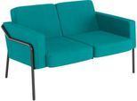Zweisitzer Sofa meet by Paperflow MEDSO Klassik, gepolstert, Sitzfläche austauschbar, B 1040 x T 515 x H 410 mm, Stoff und Stahl, blau/mattschwarz