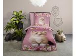 Kinderbettwäsche GOOD MORNING "Century", rosa, B/L: 135cm x 200cm, 1 Stk., 1 Stk., Renforcé, B/L: 80cm x 80cm, 2 Stk., Renforcé, Obermaterial: 100% Baumwolle, Bettwäsche, Baumwolle, 135x200, Reißverschluss, Wende, Kind, Mädchen, Katze, Rosa