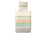 Bettwäsche PRIMERA "Mako-Satin-Bettwäsche Line Art", beige (natur), B/L: 135cm x 200cm, 1 Stk., 1 Stk., Mako-Satin, B/L: 80cm x 80cm, 2 Stk., Mako-Satin, Obermaterial: 100% Baumwolle, Bettwäsche, Bettwäsche, mit Streifen