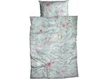 Bettwäsche CASATEX "Nadera", bunt (mint, rose), B/L: 135cm x 200cm, 1 Stk., 1 Stk., Satin, B/L: 80cm x 80cm, 2 Stk., Satin, Obermaterial: 100% Baumwolle, Bettwäsche, Bettwäsche, verwunschener Rosengarten, geheimnisvoller Charakter