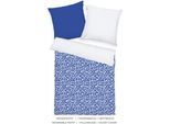 Bettwäsche TOM TAILOR HOME "ORGANIC LEAVES in Gr. 135x200cm, 155x220cm oder 200x220cm", blau (cobalt), B/L: 155cm x 220cm, 1 Stk., 1 Stk., Renforcé, B/L: 80cm x 80cm, 2 Stk., Renforcé, Obermaterial: 100% Baumwolle, Bettwäsche, Bettwäsche, new bedroom, mit farbigem Markenreißverschluss