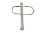 Schake Parkplatzsperre Typ 471UZB, 70x70mm, umlegbar, Breite 800mm Überflur 900mm + Profilzylinder, weiß / rot)