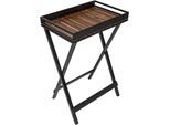 Tablett WENKO "Beistelltisch Modell Taba", schwarz (schwarz, natur), B:60cm H:89cm T:42cm, Akazienholz, Metall, Tabletts, klappbar, abnehmbares Akazienholz-Tablett, überdacht outdoorgeeignet